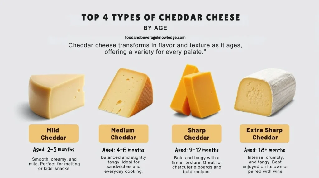 infographic of Types of Cheddar Cheese