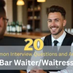 “A bar waiter being interviewed in a lounge setting – part of our guide on the top 20 bar waiter/waitress interview questions and answers.