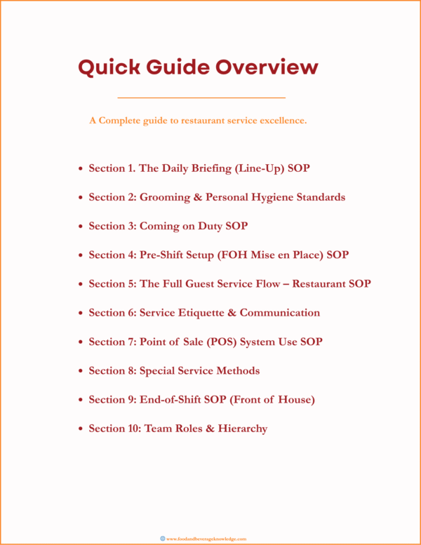 Restaurant Service SOP Manual (eBook) Just $2 - Image 3