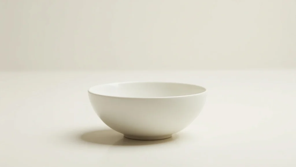 Thick ivory alumina-reinforced porcelain bowl showcasing durability and elegance for professional service.
